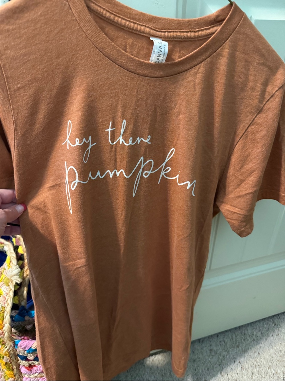 Bella Canvas Rust Orange 'hey there pumpkin' Graphic Tee
